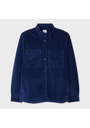 PS Paul Smith Dark Blue Corduroy Patch-Pocket Overshirt