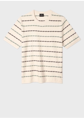 PS Paul Smith Ecru Textured Stripe Knitted Cotton T-Shirt White