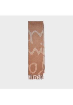 Paul Smith Women's Tan Lambswool-Cashmere Logo Scarf Brown