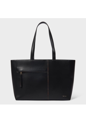 Paul Smith Women's Black Leather 'Signature Stripe' Trim Tote Bag