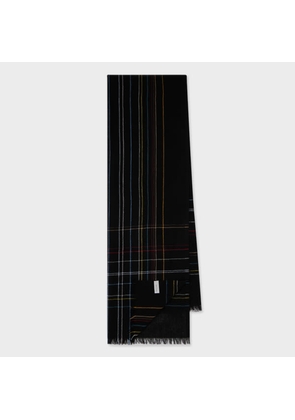 Paul Smith Women's Black Broken 'Signature Stripe' Check Scarf