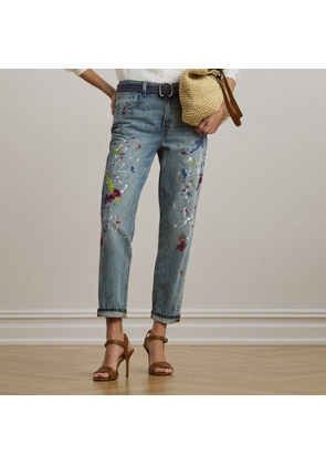 Print Boyfriend Tapered Ankle Jean