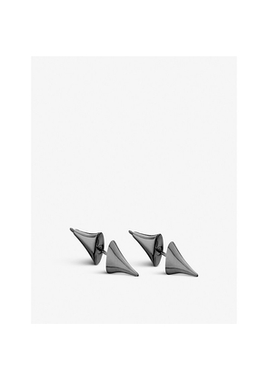 Womens Shaun Leane Rose Thorn Sterling Silver and Black Rhodium Bar Earrings