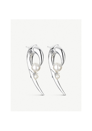 Womens Shaun Leane Cherry Blossom Hook Pearl and Sterling Silver Earrings