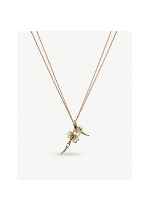 Shaun Leane Cherry Blossom Silver Yellow-Gold Vermeil Diamond and Pearl Necklace