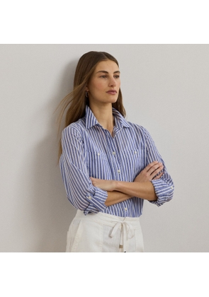 Relaxed Fit Voile Roll-Tab-Sleeve Shirt