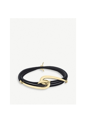 Womens Shaun Leane Hook Gold-Plated Vermeil Silver and Leather Bracelet