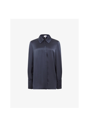 Womens Reiss Hailey Point-Collar Silk Shirt