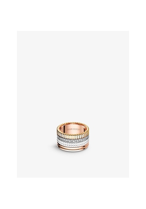 Mens Boucheron Quatre 18ct White, Yellow and Pink Gold, 0.49ct Diamond and Ceramic Ring
