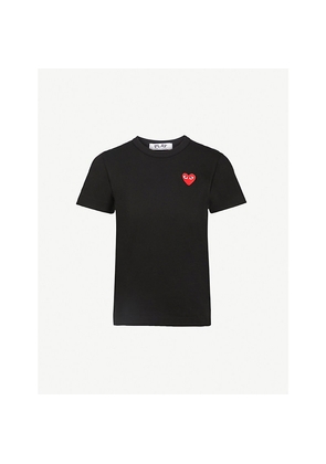 Womens Comme Des Garcons Play Heart Logo-Embroidered Cotton-Jersey T-Shirt