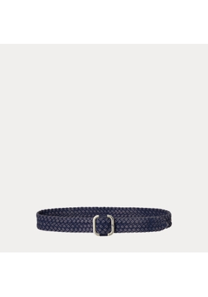 Slide-Buckle Woven Denim Belt
