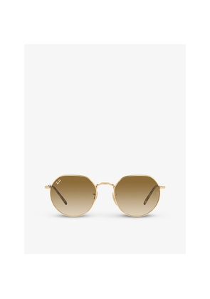 Ray-Ban Rb3565 Jack Hexagonal-Frame Gold-Toned Metal Sunglasses