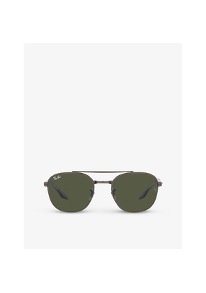 Womens Ray-Ban Rb3688 Square-Frame Gunmetal Sunglasses