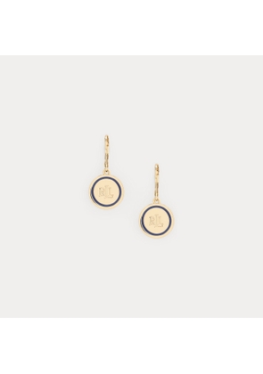 Gold-Plated & Enamel Logo Drop Earrings