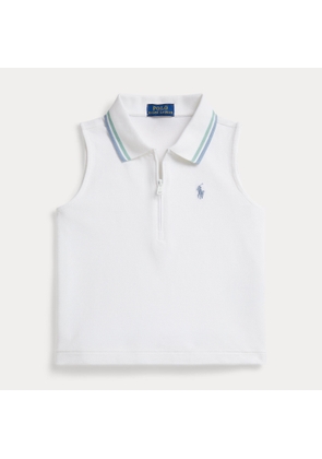 Stretch Mesh Half-Zip Boxy Polo Shirt