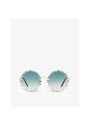 Womens Chloe Ch0047S Metal Scalloped Round-Frame Sunglasses