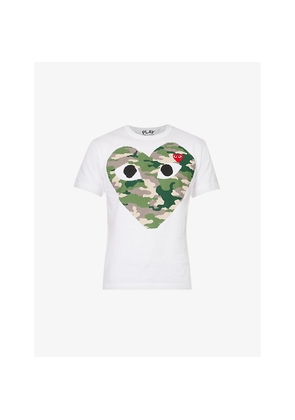 Mens Comme Des Garcons Play Big Heart Camouflage Cotton-Jersey T-Shirt