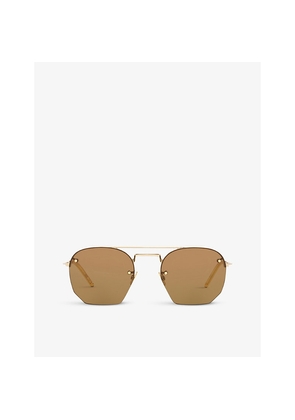 Womens Saint Laurent Sl422 Rimless Aviator-Frame Metal Sunglasses
