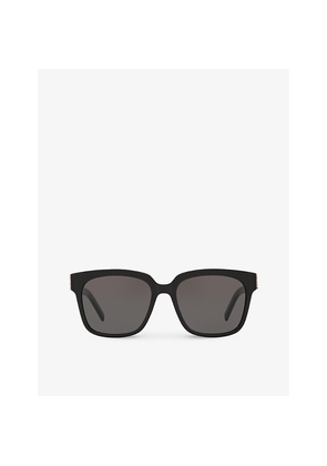 Womens Saint Laurent Sl M40 Shiny Acetate and Nylon Rectangle-Frame Sunglasses