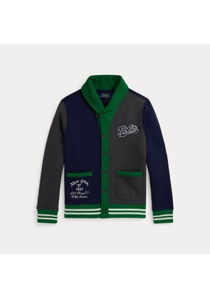 Logo Colour-Blocked Fleece Cardigan