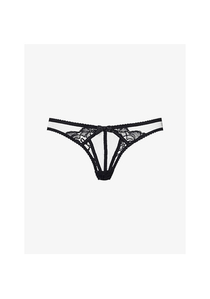 Womens Agent Provocateur Rozlyn Mesh and Lace Open Briefs