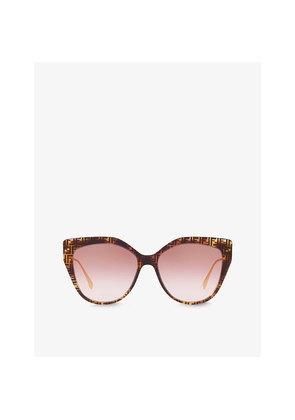 Womens Fendi Fe40011U Logo-Print Acetate and Metal Sunglasses