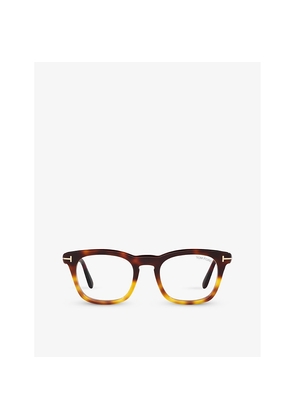 Womens Tom Ford Ft5870 Rectangle-Frame Tortoiseshell Acetate Optical Glasses