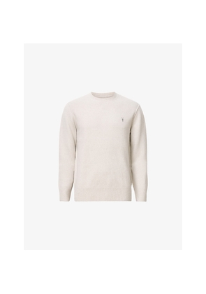 Mens Allsaints Statten Crew-Neck Logo-Embroidered Stretch-Knit Jumper