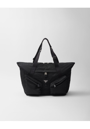 Re-Nylon and leather travel bag