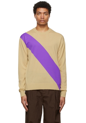 Jil Sander Beige & Purple Wool Sweater