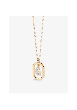Womens PDPAOLA Letter G Mini 18ct Yellow-Gold Plated Sterling-Silver and Zirconia Pendant Necklace