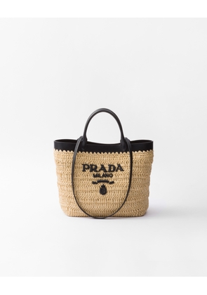 Small crochet and leather tote bag