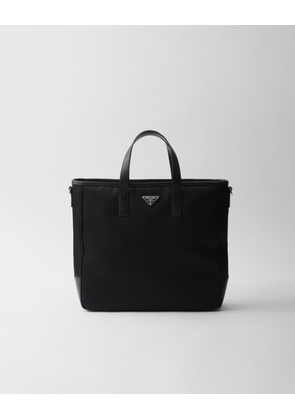 Re-Nylon and Saffiano leather tote bag