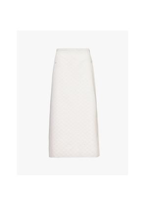 Womens Gucci Gg Monogram-Print Woven-Blend Midi Skirt
