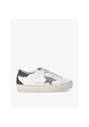 Womens Golden Goose Women's Hi Star 11934 Glitter-Embellished Leather Low-Top Trainers