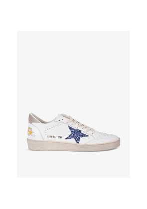 Womens Golden Goose Women's Ballstar 11871 Glitter-Star Leather Low-Top Trainers