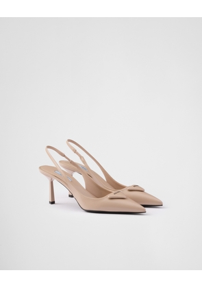 Brushed leather slingback pumps