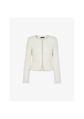 Womens Whistles Collarless Textured Cotton-Jersey Blazer