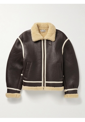 BODE - Leather-Trimmed Shearling Jacket - Men - Brown - S