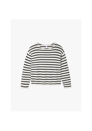 Womens The White Company Stripe-Pattern Boat-Neck Cotton Jumper