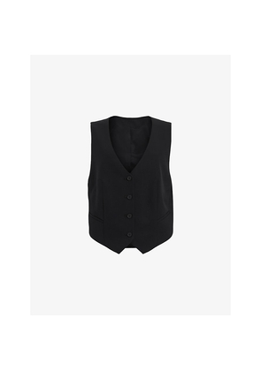 Womens Allsaints Aleida V-Neck Sleeveless Stretch-Woven Waistcoat