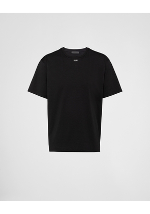 Stretch cotton T-shirt with logo