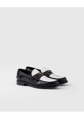 Two-tone brushed leather loafers