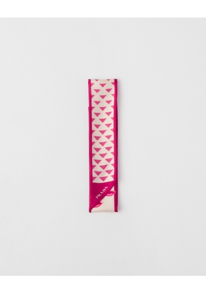 Printed silk twill skinny scarf