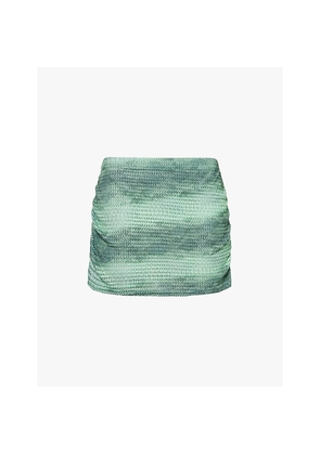 Womens Gracejacob Aloura Snake-Print Knitted Mini Skirt