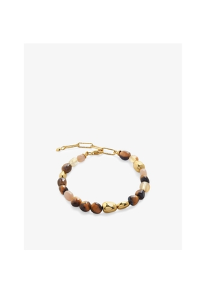 Womens Monica Vinader Rio 18ct Yellow Gold-Plated Vermeil Sterling-Silver, Tiger's Eye, Peach Moonstone and Citrine Beaded Bracelet