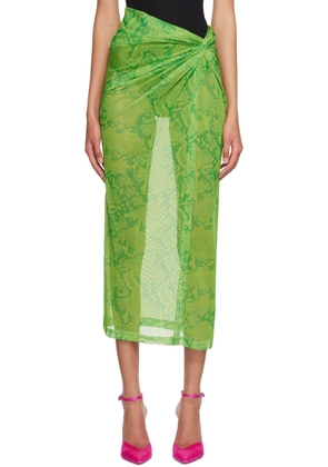 Atlein Green Printed Midi Skirt