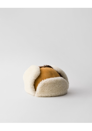Suede shearling trapper hat