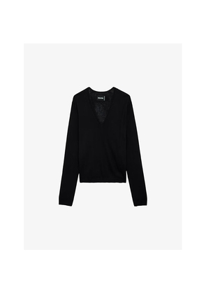 Womens Zadig&Voltaire Rivy Embroidered-Wings Cashmere Jumper