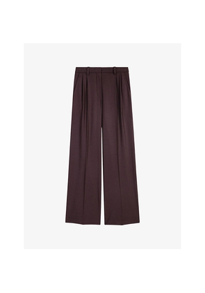 Womens Maje Straight-Leg High-Rise Woven Trousers